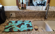 Load image into Gallery viewer, Black and Tan Dachshund Dish Drying Mat – Absorbent, Artistic Kitchen Essentials