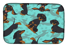 Load image into Gallery viewer, Black and Tan Dachshund Dish Drying Mat – Absorbent, Artistic Kitchen Essentials