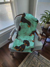 Load image into Gallery viewer, Black and Tan Dachshund Quilted Blanket 50x60