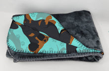 Load image into Gallery viewer, Black and Tan Dachshund Soft Travel Blanket with Bag