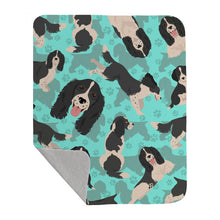 Load image into Gallery viewer, Black and White English Springer Spaniel Quilted Blanket 50x60