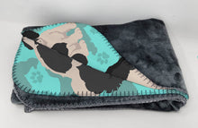 Load image into Gallery viewer, Black and White English Springer Spaniel Soft Travel Blanket with Bag