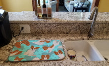 Load image into Gallery viewer, Red and White Papillon Dish Drying Mat – Absorbent, Artistic Kitchen Essentials