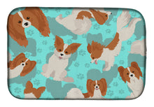 Load image into Gallery viewer, Red and White Papillon Dish Drying Mat – Absorbent, Artistic Kitchen Essentials