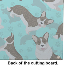 Load image into Gallery viewer, Brindle Cardigan Corgi Glass Cutting Boards – Durable, Decorative Kitchen Art Large
