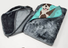 Load image into Gallery viewer, Brindle English Bulldog Soft Travel Blanket with Bag