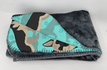 Load image into Gallery viewer, Black and Silver German Shepherd Soft Travel Blanket with Bag