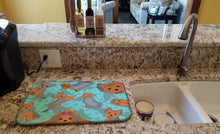 Load image into Gallery viewer, Blue and Tan Yorkie Dish Drying Mat – Absorbent, Artistic Kitchen Essentials