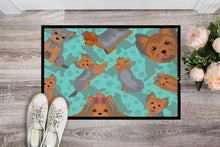 Load image into Gallery viewer, Blue and Tan Yorkie Doormat - 24x36 Decorative Floor Mat – Indoor/Outdoor Rug with Artistic Flair