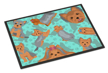 Load image into Gallery viewer, Blue and Tan Yorkie Doormat - 24x36 Decorative Floor Mat – Indoor/Outdoor Rug with Artistic Flair