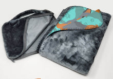 Load image into Gallery viewer, Blue and Tan Yorkie Soft Travel Blanket with Bag