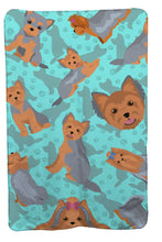 Load image into Gallery viewer, Blue and Tan Yorkie Soft Travel Blanket with Bag