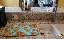 Load image into Gallery viewer, Red Yorkie Dish Drying Mat – Absorbent, Artistic Kitchen Essentials