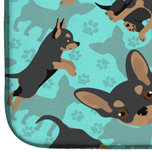 Load image into Gallery viewer, Black and Tan Chihuahua Dish Drying Mat – Absorbent, Artistic Kitchen Essentials