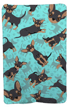 Load image into Gallery viewer, Black and Tan Chihuahua Soft Travel Blanket with Bag