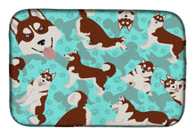 Load image into Gallery viewer, Red Siberian Husky Dish Drying Mat – Absorbent, Artistic Kitchen Essentials