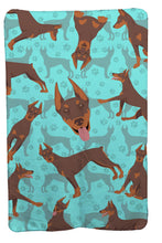 Load image into Gallery viewer, Red Doberman Pinscher Soft Travel Blanket with Bag