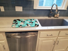 Load image into Gallery viewer, Black and Whtie Papillon Dish Drying Mat – Absorbent, Artistic Kitchen Essentials
