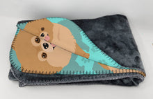 Load image into Gallery viewer, Orange Pomeranian Soft Travel Blanket with Bag