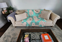 Load image into Gallery viewer, White Pomeranian Quilted Blanket 50x60