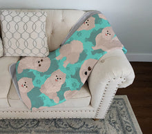Load image into Gallery viewer, White Pomeranian Quilted Blanket 50x60