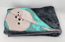 Load image into Gallery viewer, White Pomeranian Soft Travel Blanket with Bag