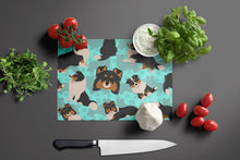 Load image into Gallery viewer, Tricolor Sheltie Glass Cutting Boards – Durable, Decorative Kitchen Art Large