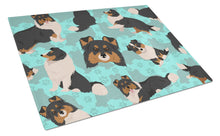 Load image into Gallery viewer, Tricolor Sheltie Glass Cutting Boards – Durable, Decorative Kitchen Art Large