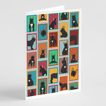 Load image into Gallery viewer, Lots of Black French Bulldog Greeting Cards -  Blank Note Cards – 8-Pack of Artist-Designed Cards with Envelopes