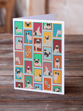 Load image into Gallery viewer, Lots of Fawn Pug Greeting Cards -  Blank Note Cards – 8-Pack of Artist-Designed Cards with Envelopes