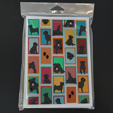 Load image into Gallery viewer, Lots of Black Pug Greeting Cards -  Blank Note Cards – 8-Pack of Artist-Designed Cards with Envelopes