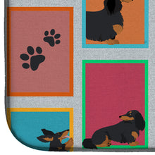 Load image into Gallery viewer, Lots of Longhaired Black Tan Dachshund Dish Drying Mat