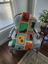 Load image into Gallery viewer, Lots of Longhaired Black Tan Dachshund Quilted Blanket 50x60