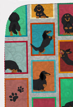 Load image into Gallery viewer, Lots of Longhaired Black Tan Dachshund Quilted Blanket 50x60