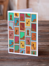 Load image into Gallery viewer, Lots of Longhaired Red Dachshund Greeting Cards -  Blank Note Cards – 8-Pack of Artist-Designed Cards with Envelopes