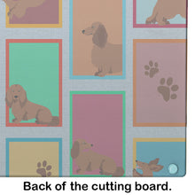Load image into Gallery viewer, Lots of Longhaired Red Dachshund Glass Cutting Boards – Durable, Decorative Kitchen Art Large