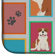 Load image into Gallery viewer, Lots of Red and White English Bulldog Dish Drying Mat