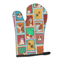 Load image into Gallery viewer, Lots of Red and White English Bulldog Oven Mitt