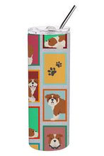 Load image into Gallery viewer, Lots of Red and White English Bulldog Stainless Steel 20 oz Skinny Tumbler