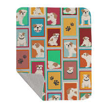 Load image into Gallery viewer, Lots of Piebald English Bulldog Quilted Blanket 50x60