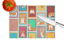 Load image into Gallery viewer, Lots of Red and White Pembroke Corgi Glass Cutting Boards – Durable, Decorative Kitchen Art Large