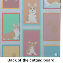 Load image into Gallery viewer, Lots of Red and White Pembroke Corgi Glass Cutting Boards – Durable, Decorative Kitchen Art Large
