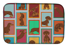 Load image into Gallery viewer, Lots of Chocolate and Tan Dachshund Dish Drying Mat