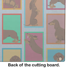 Load image into Gallery viewer, Lots of Chocolate and Tan Dachshund Glass Cutting Boards – Durable, Decorative Kitchen Art Large