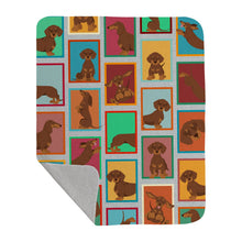 Load image into Gallery viewer, Lots of Chocolate and Tan Dachshund Quilted Blanket 50x60