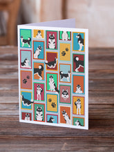 Load image into Gallery viewer, Lots of Siberian Husky Greeting Cards -  Blank Note Cards – 8-Pack of Artist-Designed Cards with Envelopes