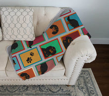 Load image into Gallery viewer, Lots of Black and Tan Cavalier King Charles Spaniel Quilted Blanket 50x60