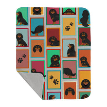 Load image into Gallery viewer, Lots of Black and Tan Cavalier King Charles Spaniel Quilted Blanket 50x60