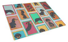 Load image into Gallery viewer, Lots of Black and Tan Dachshund Glass Cutting Boards – Durable, Decorative Kitchen Art Large