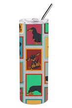 Load image into Gallery viewer, Lots of Black and Tan Dachshund Stainless Steel 20 oz Skinny Tumbler
